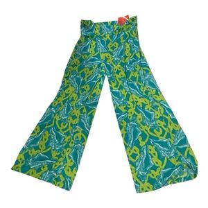 Tracy Negoshian Women’s Green Wide Leg High Waist Beach Palazzo Pants Size L NWT